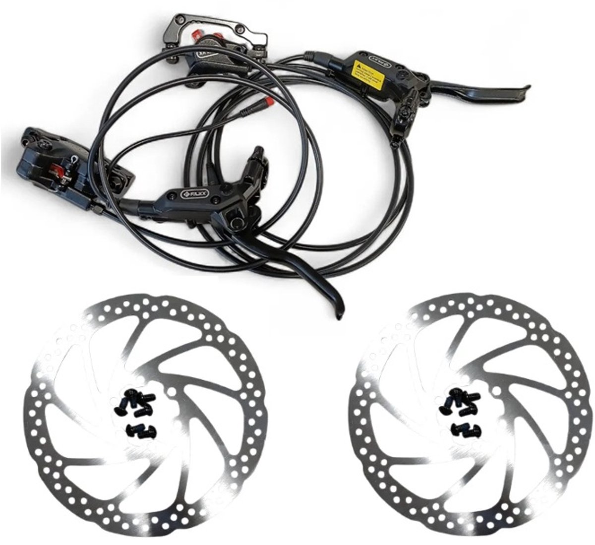Falk-X Fatbike Hydraulische remmen set met Power Cutt-off inclusief 160mm remschijven voor oa Ouxi/QMwheels V8 H9 V20 Fatbikes