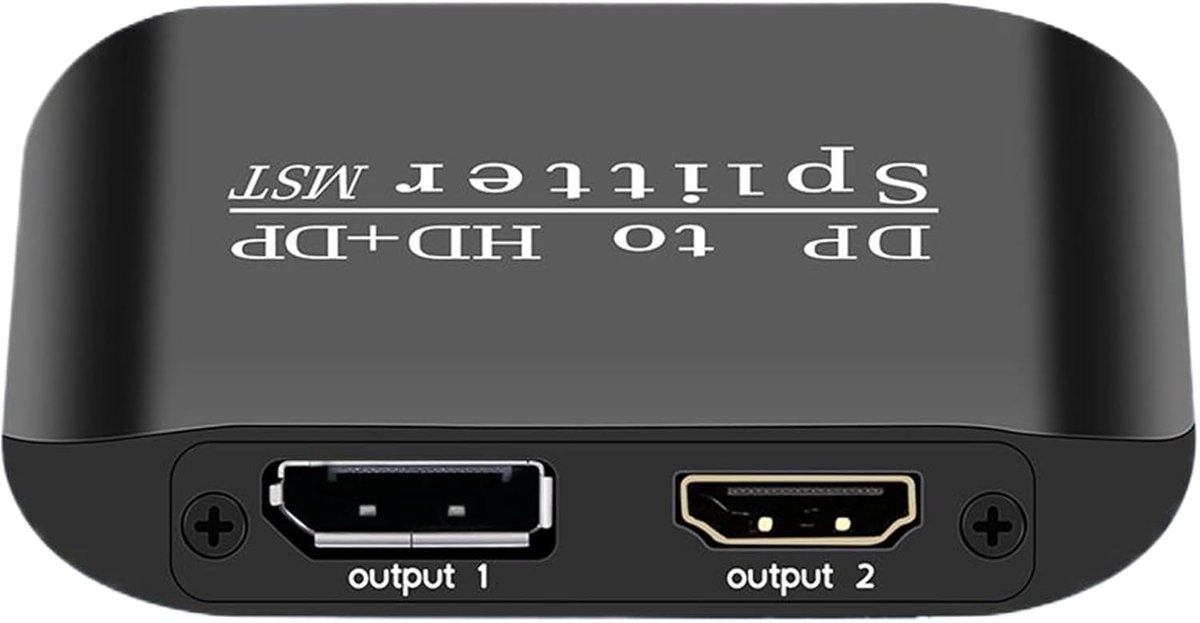 DP Adapter - Monitor Splitter - Dubbele Beeldschermen - 4K Resolutie - Compact Ontwerp - Zwart