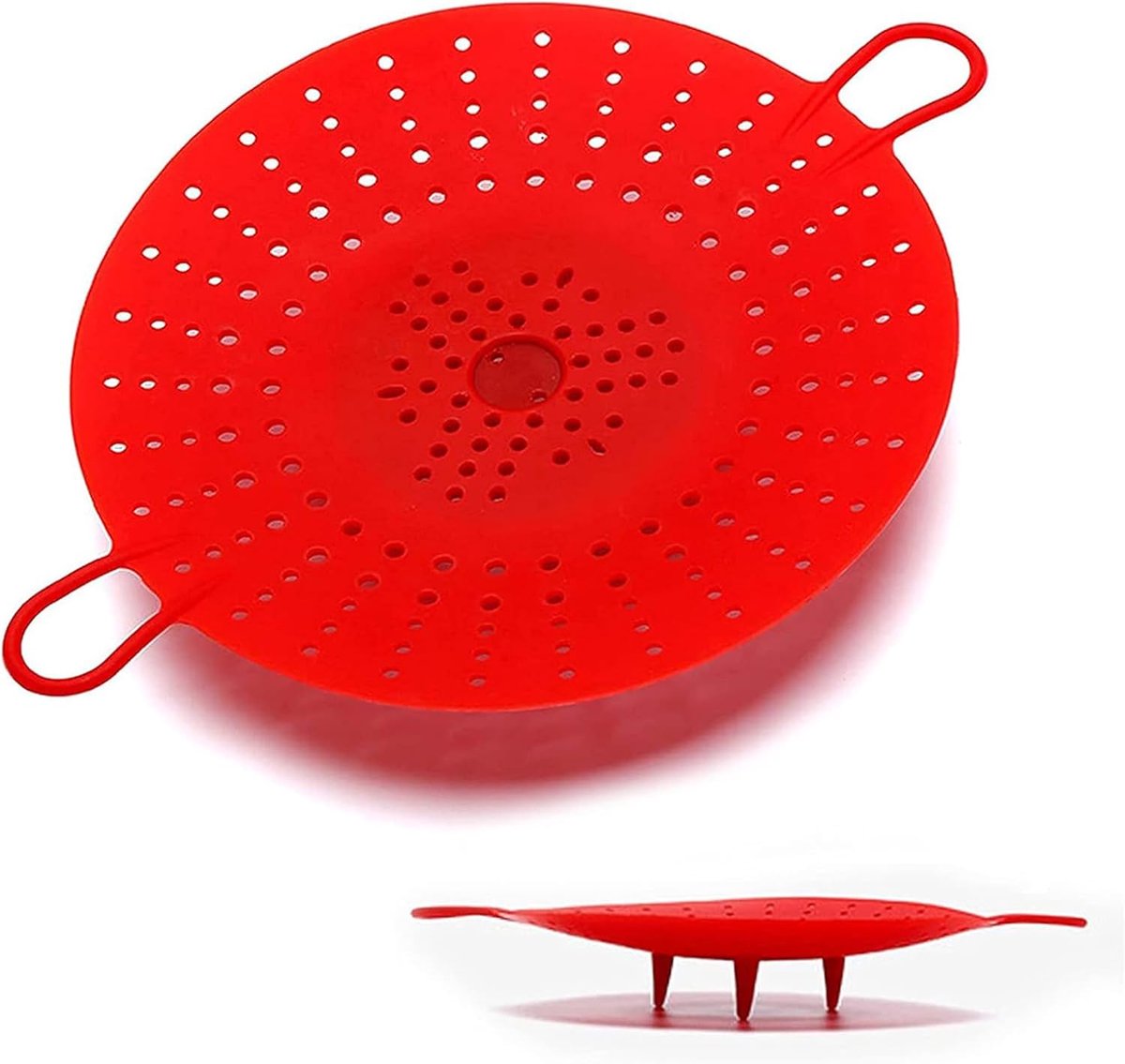 Silicone Stoommand - Groente Stomer - Gezond Koken - Hittebestendig Materiaal - 29.5 x 22 cm - Rood