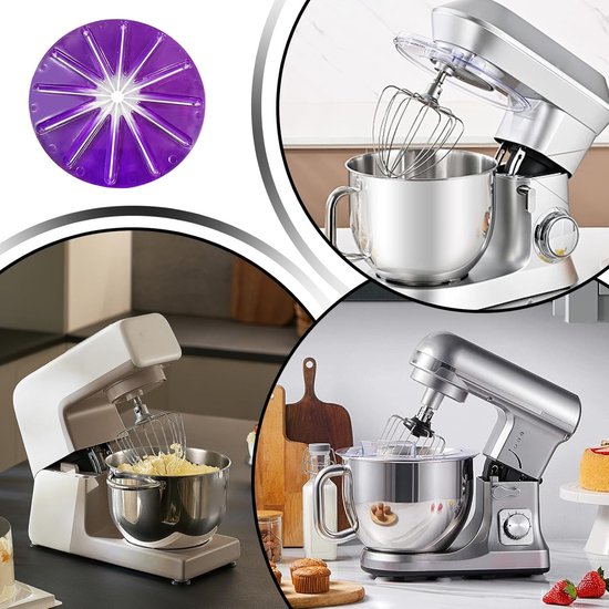 Keukenmixer Spatbescherming - Mengkop Accessoire - Schoon Mengen - Krasvrije Bevestiging - 14.5cm Diameter - Paars — afbeelding 4