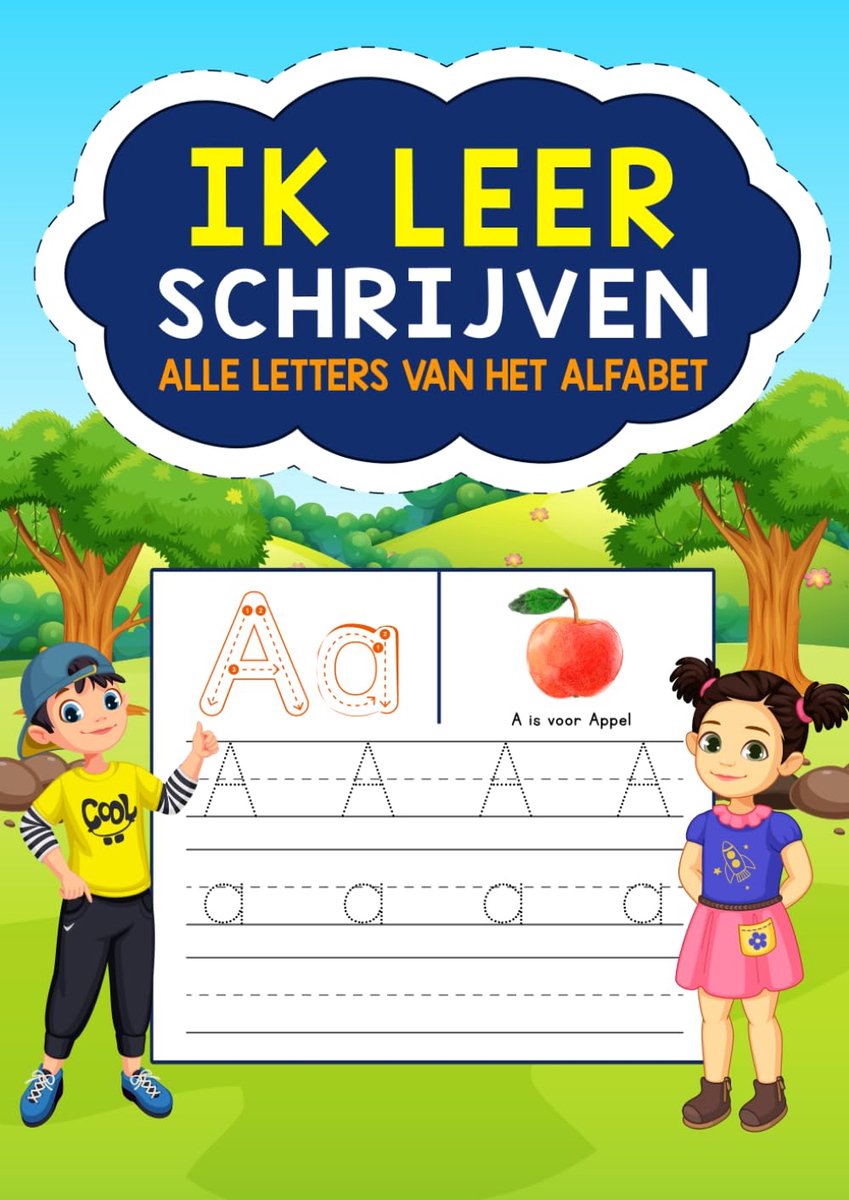 Leer Schrijven Boek - Alfabet Oefenen - Peuter Kleuter - Gestippelde Letters - A4 Formaat - Zwart Wit