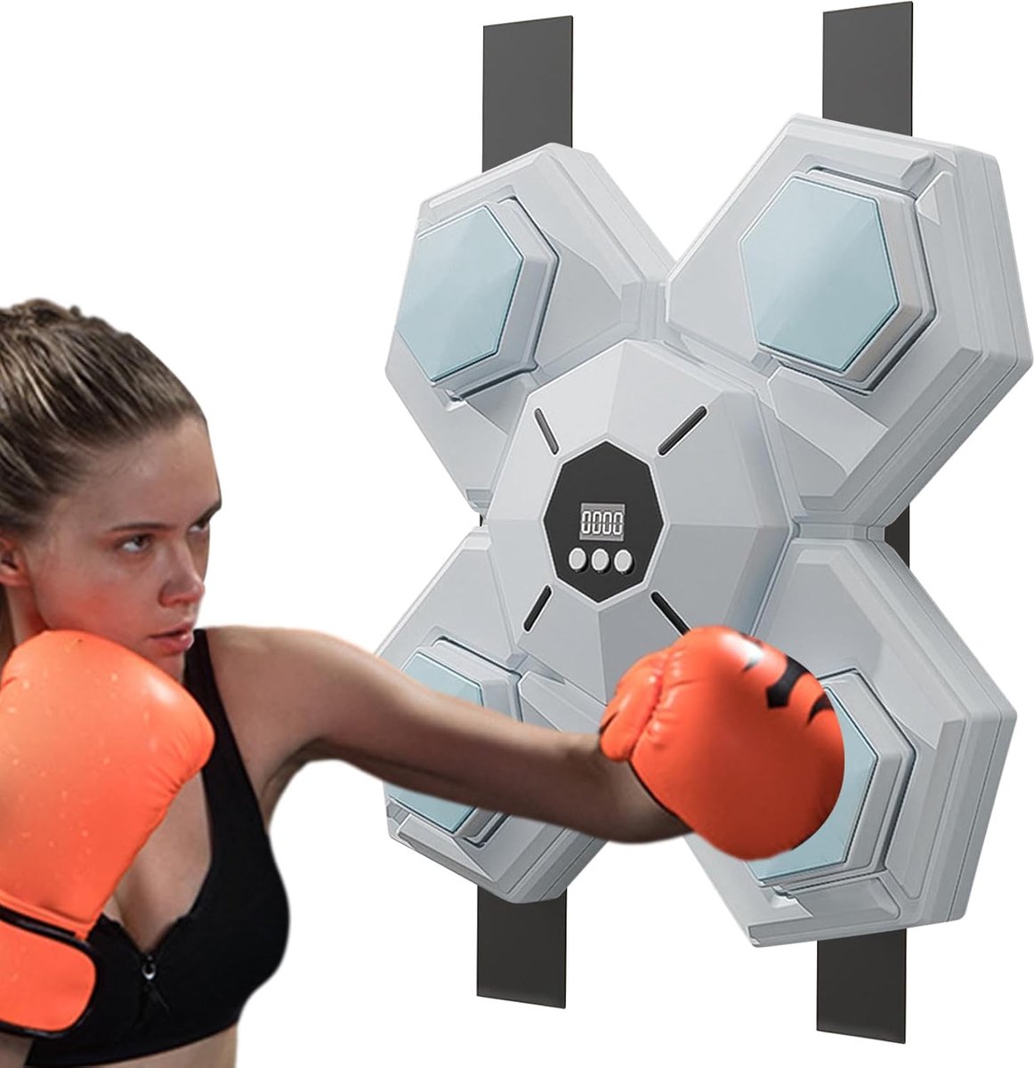 Muziek Boksmachine - Wand Bokstrainer - Thuis Fitness - App Gestuurd - 33x33x5cm - Zwart