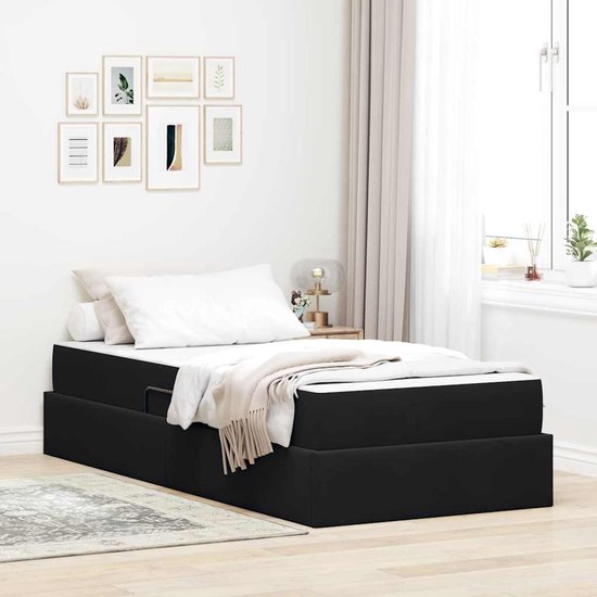 vidaXL - Opbergbed - met - matras - met - matras - Zwart - 100 - x - 200 - cm - Fluweel