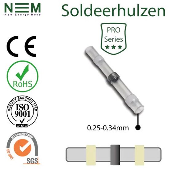 Waterdichte SoldeerHulzen Wit Geschikt voor kabels van 0.25- 0.34 mm