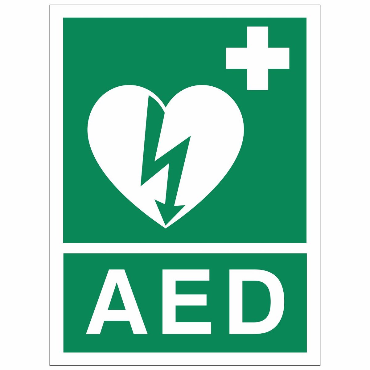 AED + tekst 15x20 cm REFLECTEREND sticker