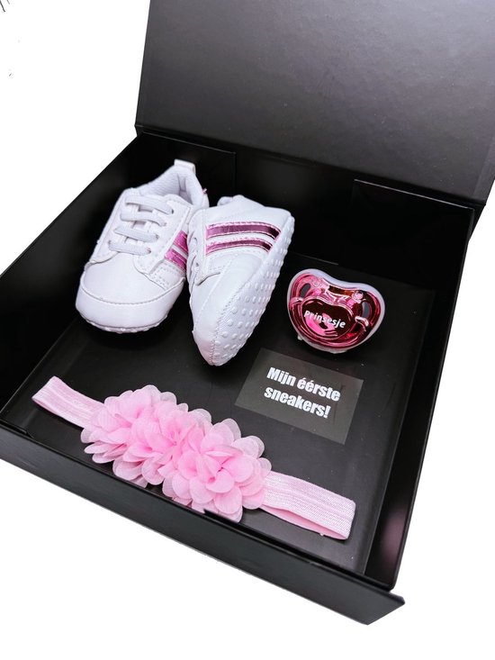 Roze Kraamcadeau Meisje - Babyschoentjes met Speen en Hoofdband - Geboortegeschenk / Babyshower Cadeau — afbeelding 2