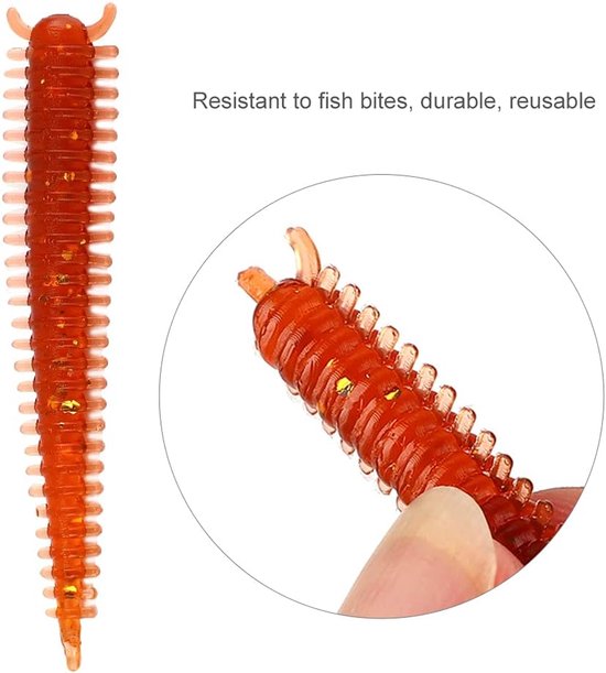 Vis Aas - Zacht Kunstaas Regenworm - Vissen Vangen - Elastisch Herbruikbaar - 10 Stuks 6cm - Natuurlijk — afbeelding 3