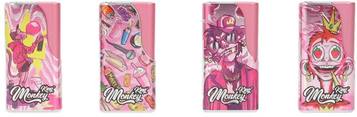 Aansteker - Monkey King - Jetflame Metal Pink - 4 stuks