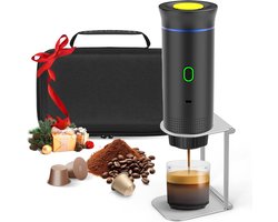 Draagbare Espressomachine - Compact Koffiezetapparaat - Reizen Kamperen - 3-in-1 Werking - 10x18.5x29 cm - Zwart