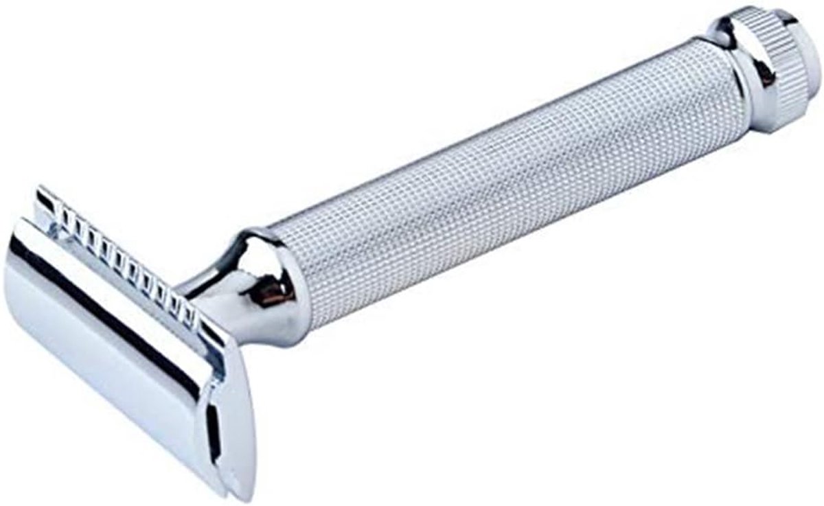 Veiligheidsscheerapparaat - Klassiek Scheermes - Glad Scheren - Twist-to-Open Mechanisme - 105 cm Greep - Chroom