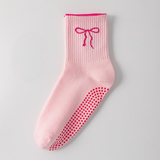 3 paar schattige pilates sokken met grip voor dames, katoenen antislip yoga sokken met grip, crew sokken, Valentijns workout ballet cadeau van Merkloos — afbeelding 2