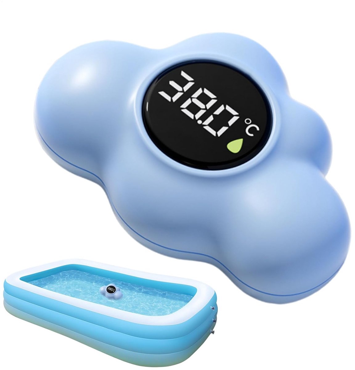Digitale Badthermometer - Drijvende Sensor - Babybadje Controleren - Snel Digitaal Aflezen - Wolkvorm