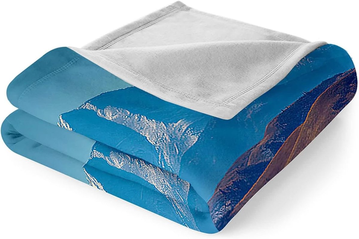 Fleecedeken Bedrukt - Zachte Plaid - Koude Avonden - Bergprint Design - 150x200cm - Blauw — cadeau in Wonen & Interieur - foto 6