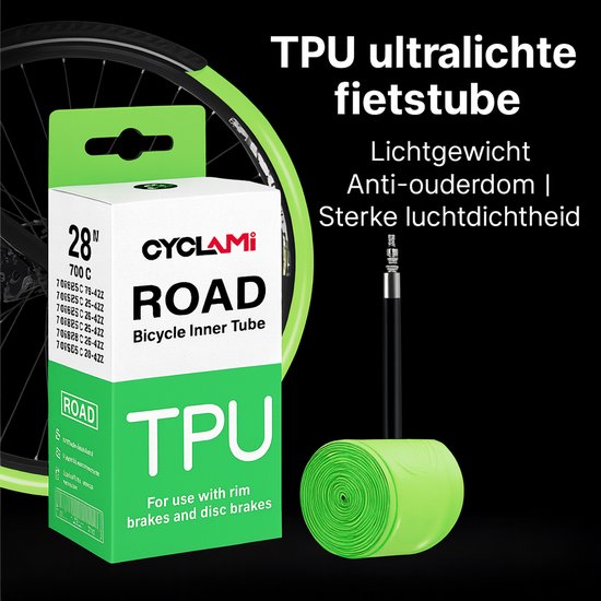 Cyclami TPU Fiets Binnenband 18–32c - Ultralicht, Extra Sterk & 3-Laags Lekbestendig - Ideaal voor Racefiets — afbeelding 3