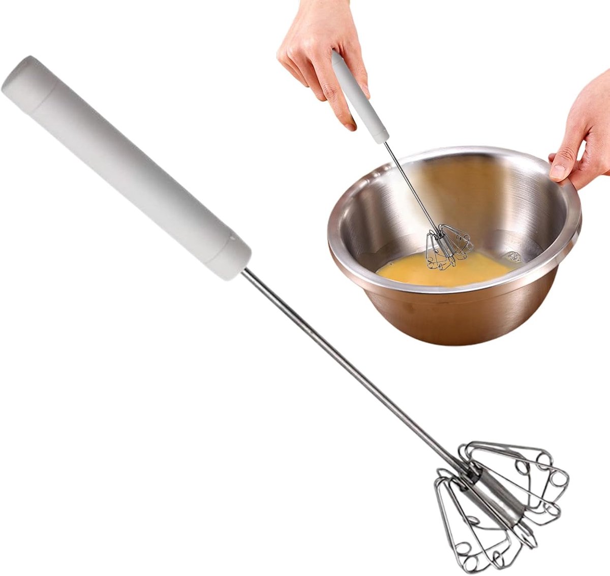Hand Garde - Keuken Klopper - Snel Mixen - Semi-automatisch - 26 cm - Wit
