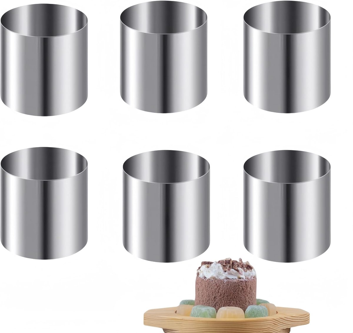 Dessertringen Set - Mousse Vormen - Bakken Maken - Roestvrij Staal - Ø 5 cm - Zilverkleurig