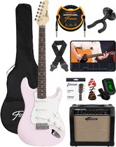 Finesse Elektrische Gitaar met Versterker - met Videocursus - Gitaar - Volwassenen - Kind - Roze