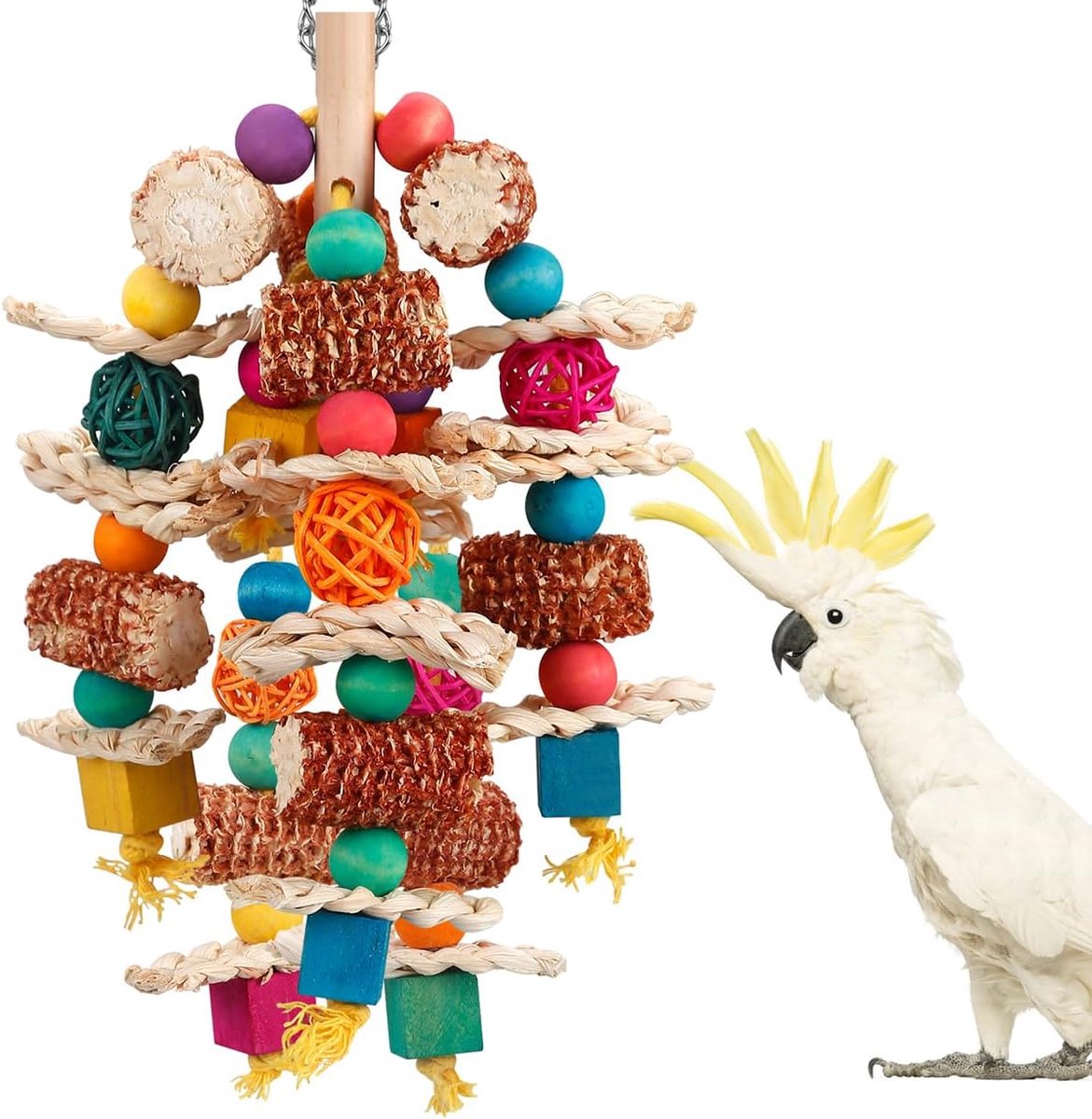 Vogelspeelgoed Natuurlijke Maïskolf - Papegaaienspeelgoed Kauwspeelgoed - Vogelkooi Stimulatie - Duurzaam Natuurlijk Materiaal - 5x5x5 cm