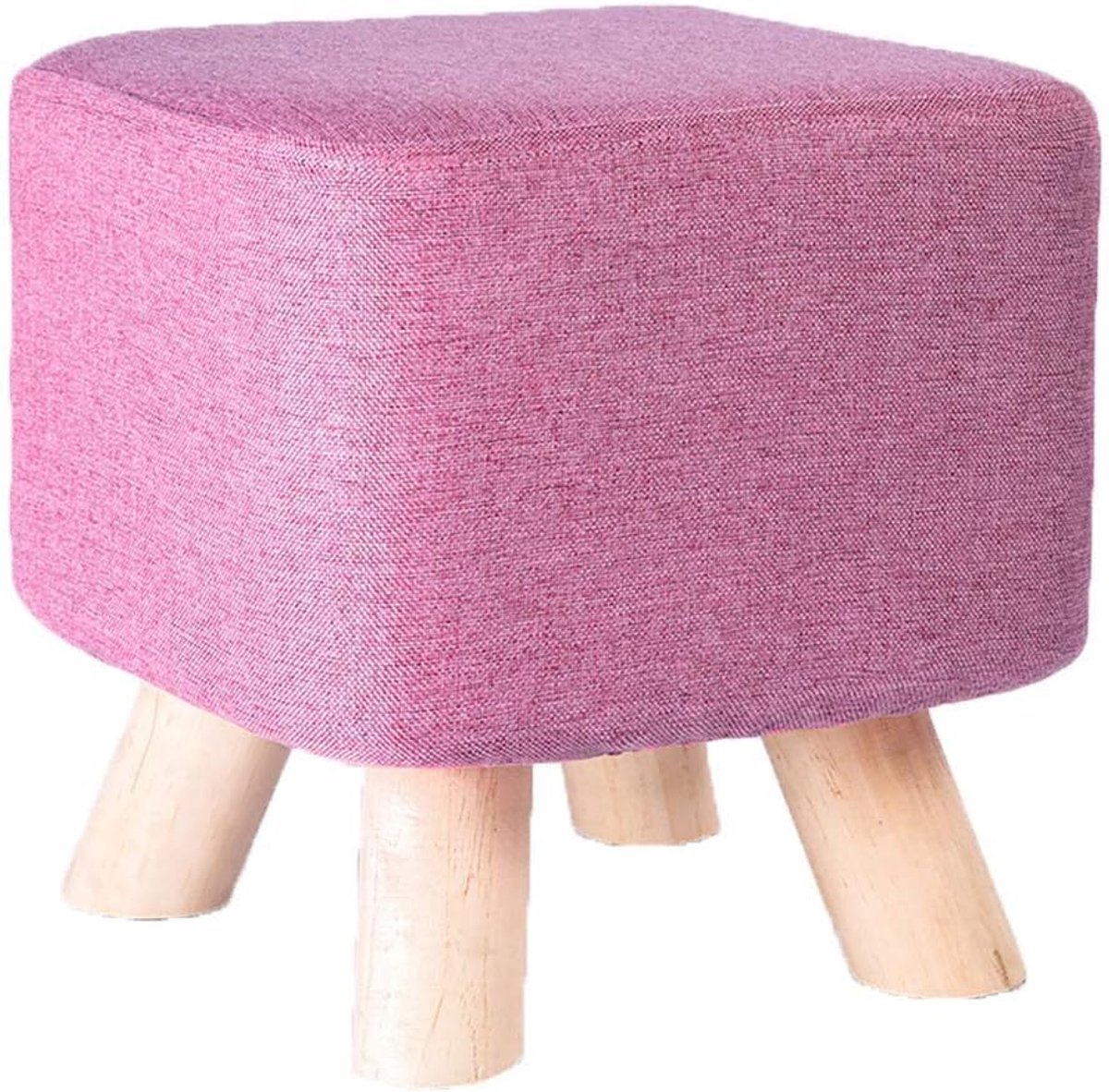 Ottomaanse Voetkruk - Zitpoef Hocker - Ontspannen Zitten - Massief Houten Poten - 27x28 cm - Paars
