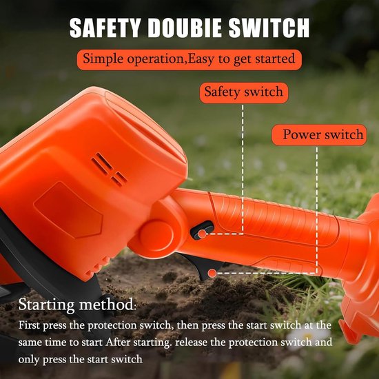 Elektrische Tuinfrees - Mini Frees - Bodem Bewerken - Snoerloos Werken - 10cm Breed - Oranje van Merkloos	 — afbeelding 5