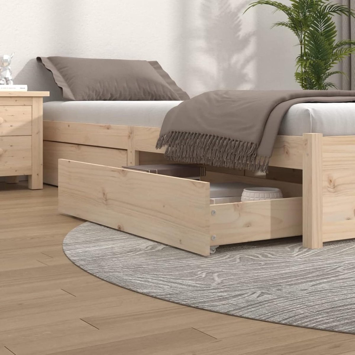 Bedladen Set - Laden onder bed - Slaapkamer opruimen - Massief grenenhout - 90x57x18 cm - Bruin