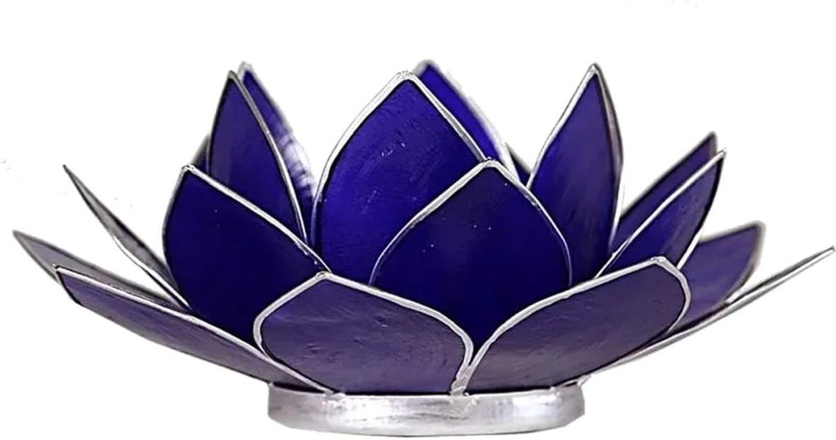 Sfeerlicht Indigo - Theelichthouder Metaal - Binnen Buiten - Zilveren Rand - Blauw