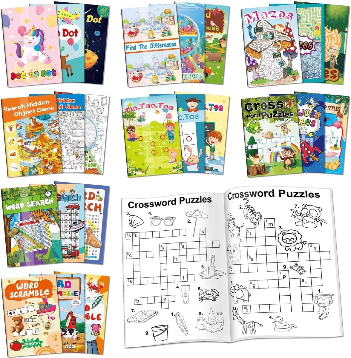 Mini Activiteitenboeken - Kinderspelletjes Puzzels - Feestjes Vulling - 24 Stuks Set - Compact Formaat