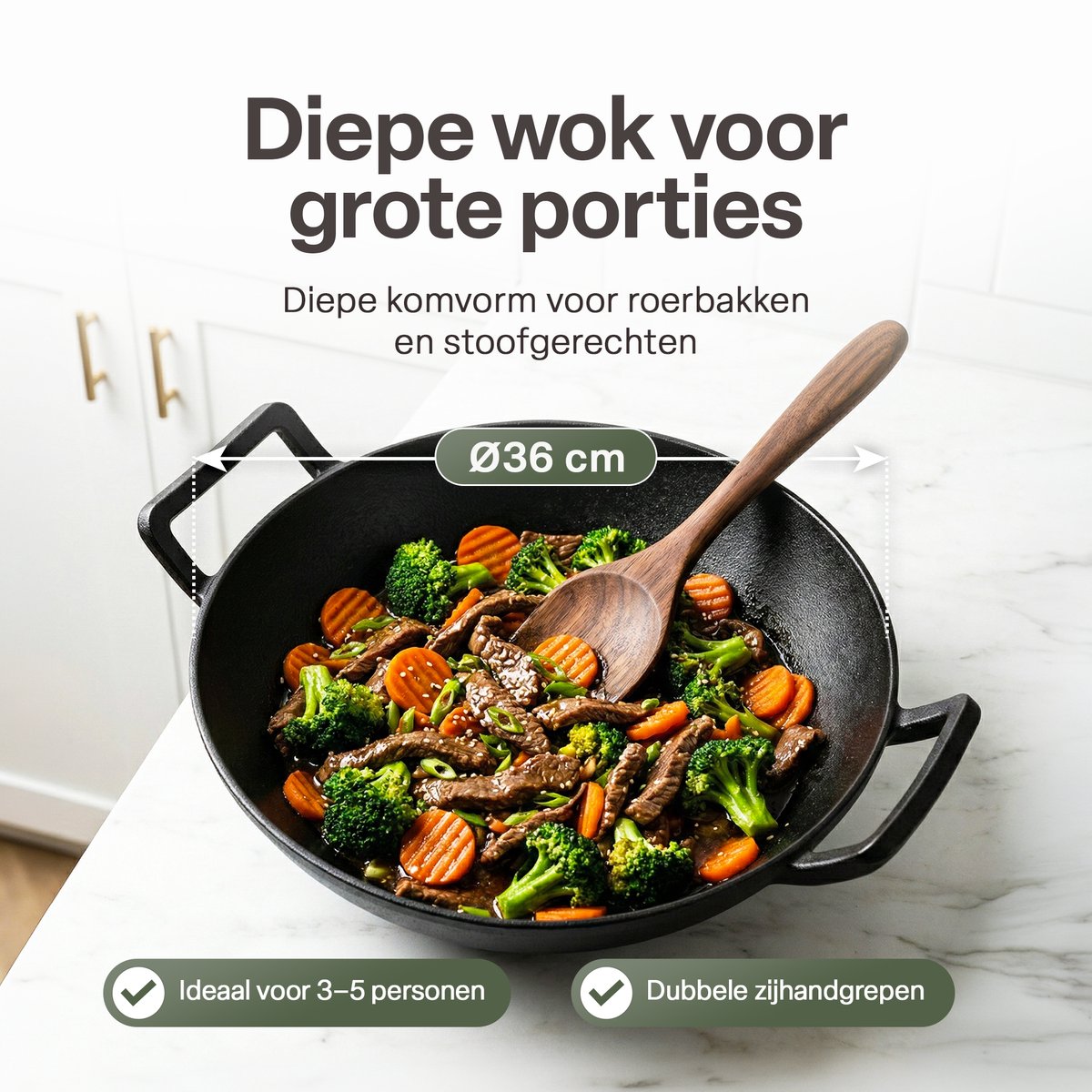 Gietijzeren Gietijzeren Ø36 cm Wokpan - afbeelding 3