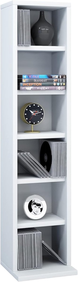 CD DVD Rek - Media Opslag - Thuis Organiseren - Stapelbaar Ontwerp - 92x21x20 cm - Wit