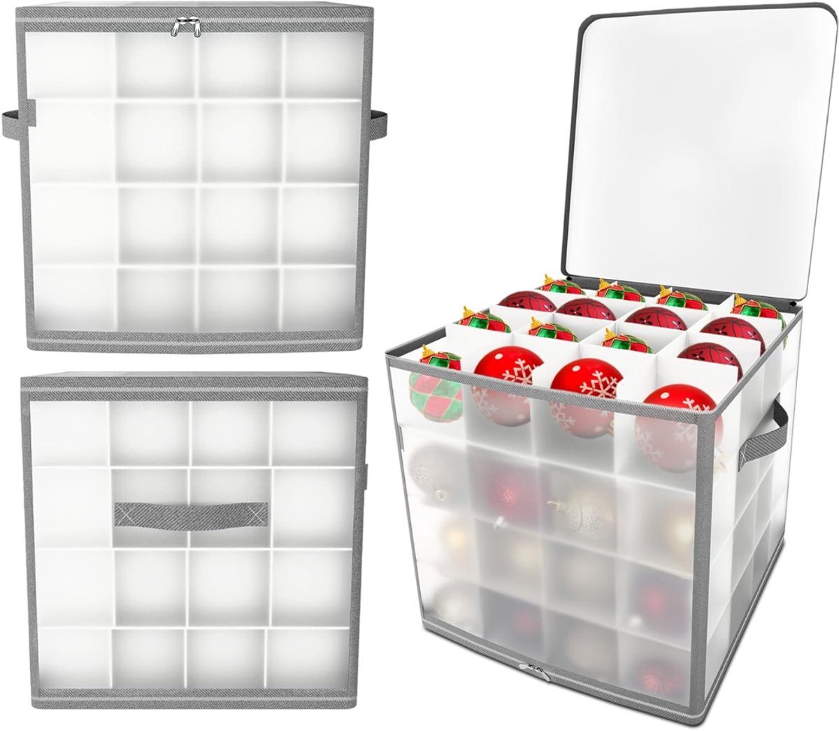 RWB® Kerstballen Opbergbox - Kerstballen Opbergkrat - Kerstballen Opbergkist - Grijs - 30 x 30 x 30 cm