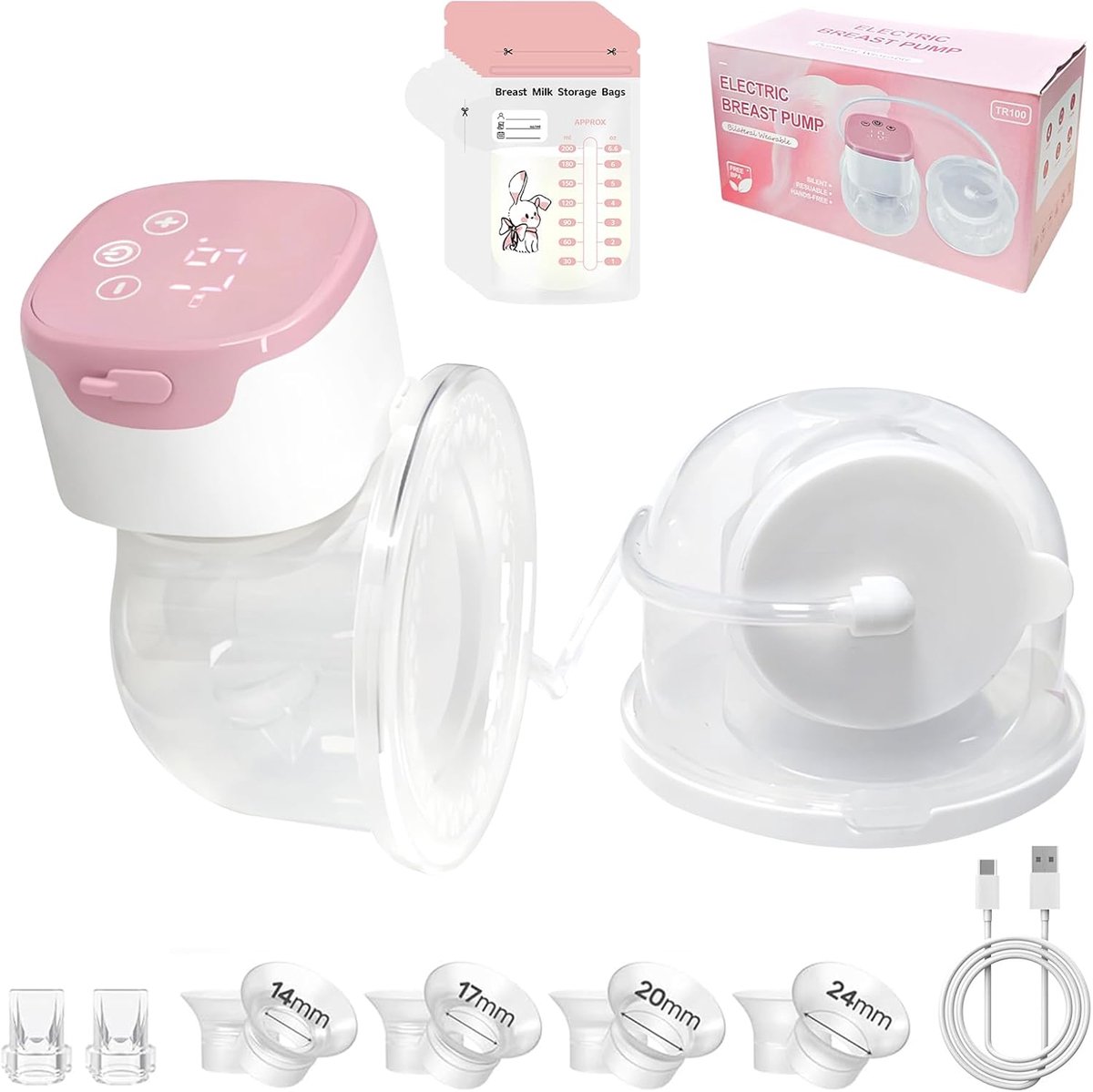 Elektrische Melkpomp Draagbare Borstkolf Handenvrij Kolven 4 Modi 9 Niveaus 210ml Capaciteit