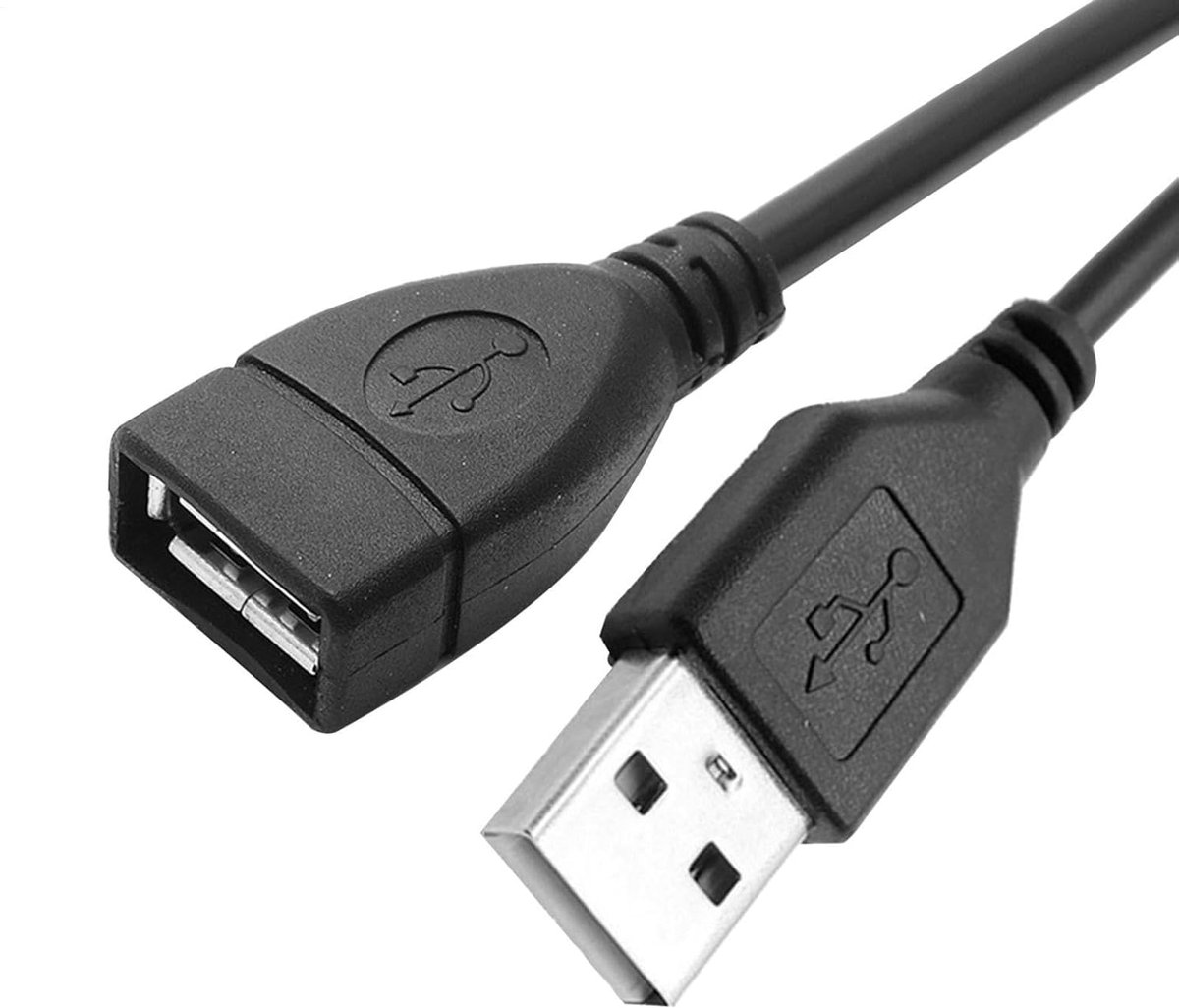 USB Verlengkabel - Datakabel - Apparaten Aansluiten - Hoge Snelheid Data - 0.5 Meter - Zwart
