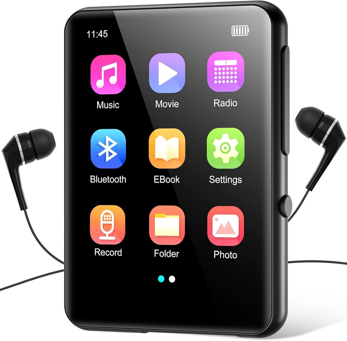 Draagbare MP3-speler 64GB met Bluetooth 5.3, Touchscreen en Ingebouwde Luidspreker