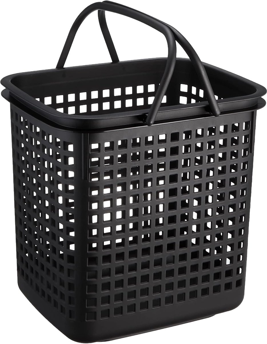 Grote Zwarte Mand met Handvatten - 38 Liter Inhoud