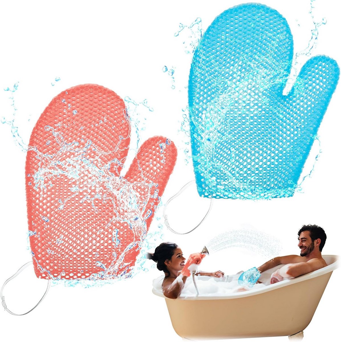 Exfoliërende Badhandschoenen 2 Stuks honingraatstructuur voor Douche en Scrub
