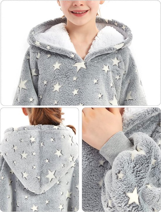 Oversized Hoodie Deken met Zakken voor Kinderen 6-10 Jaar - Superzacht Sherpa Fleece — afbeelding 2