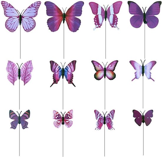 Vlinder Stekertjes voor in de tuin - 12 stuks - Vlinder Tuinsteker - Tuindecoratie...