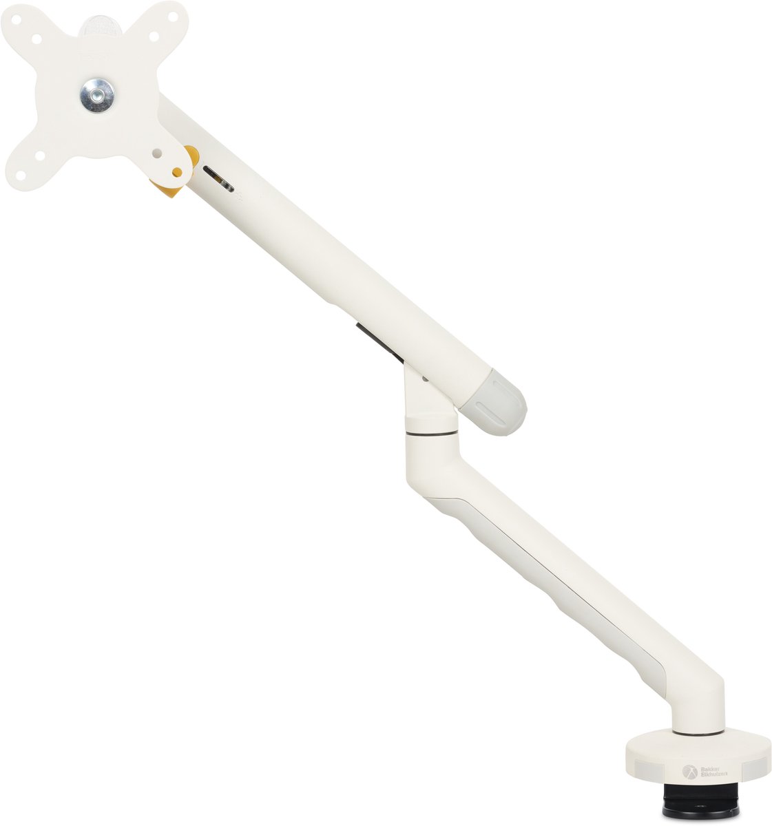 BakkerElkhuizen BE Flexible Single Monitorarm - Wit - Monitorarm voor 1 Monitor 17-35 Inch - 2-10kg - VESA 75x75 & 100x100mm - 360° Rotatie - Mechanische Veer - Kabelbeheer - Klem/Doorvoer - 72% Gerecycled - Levenslange Garantie