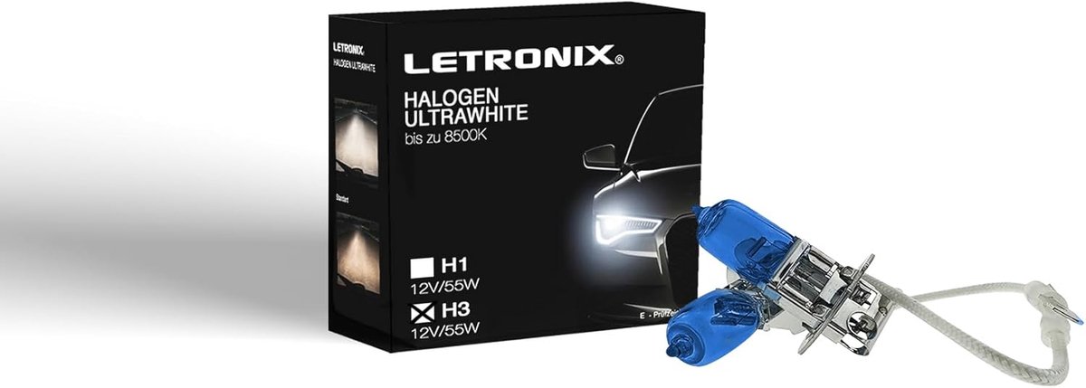 2x H3 Halogeen Lampen 12V 8500K Xenon Look Koud Wit Licht voor Mistlampen en Koplampen met E-Keurmerk