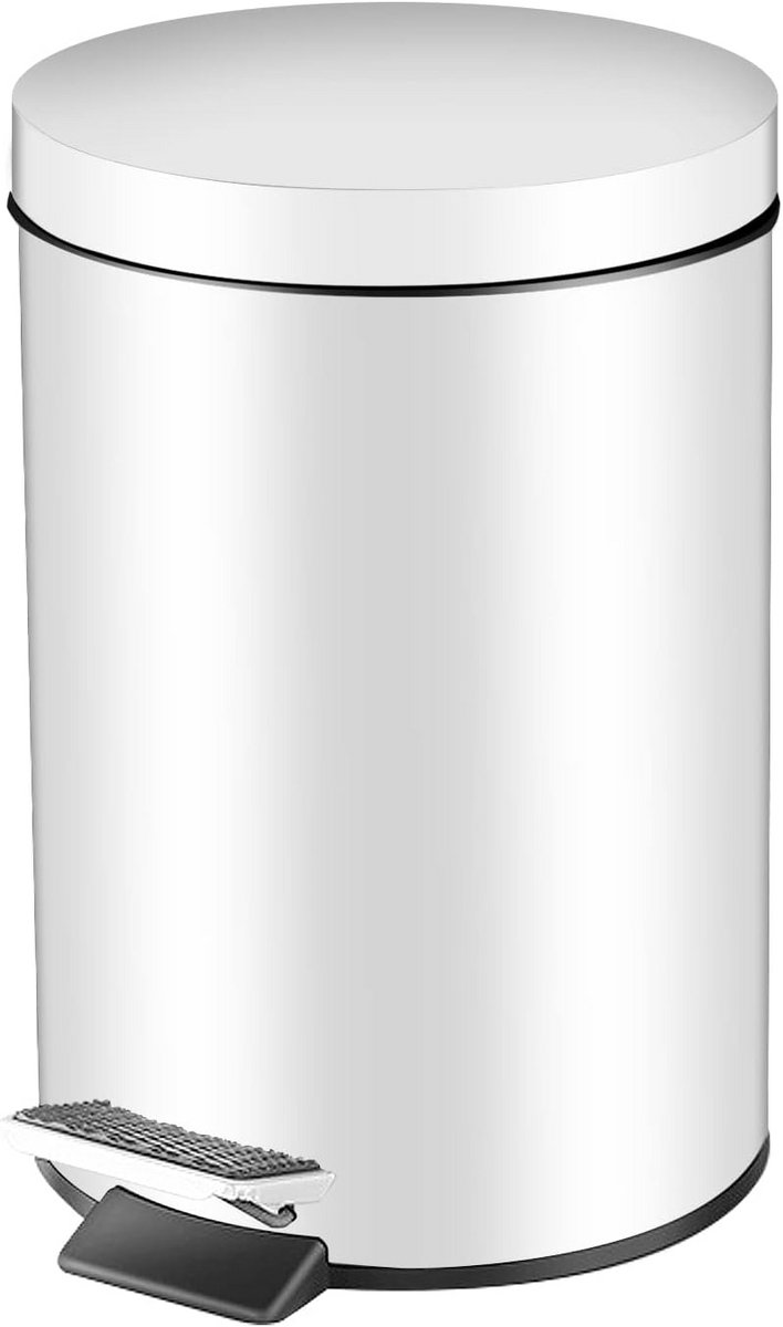 Ronde Pedaalemmer 3L Wit RVS - Stille Sluiting en Uitneembare Binnenemmer