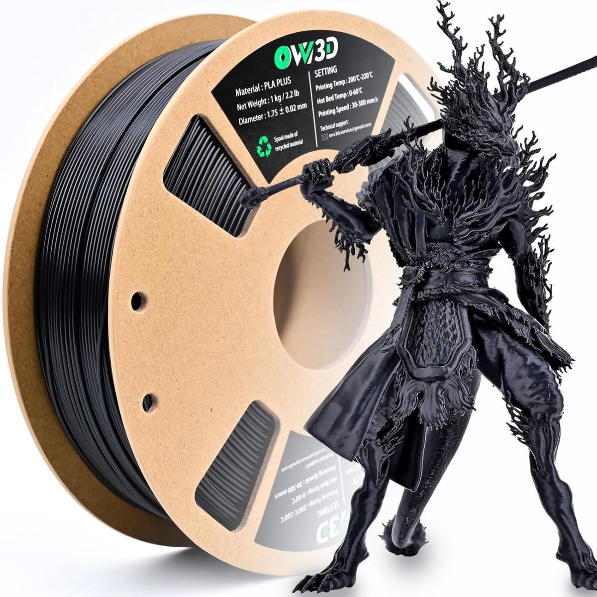 Zwart PLA 3D Printer Filament - 1.75mm Duurzaam Materiaal