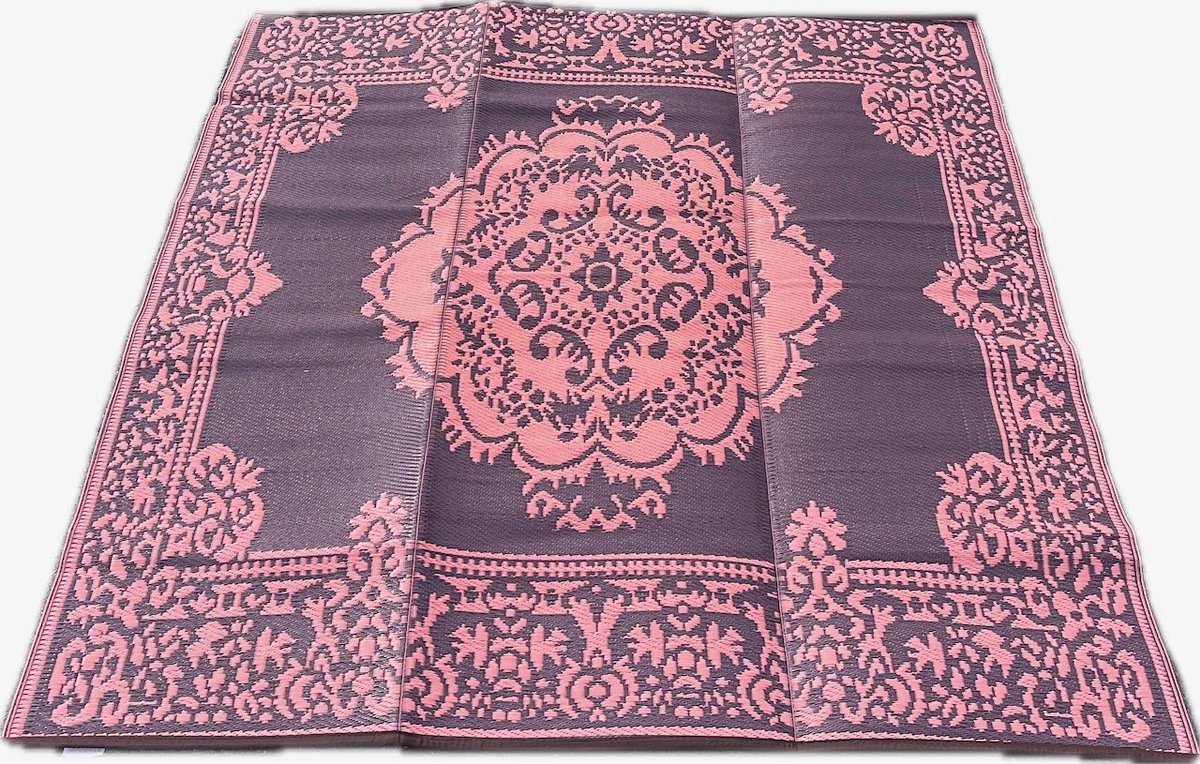 plastic vloerkleed-buitenkleed 180x180cm bruin rosette