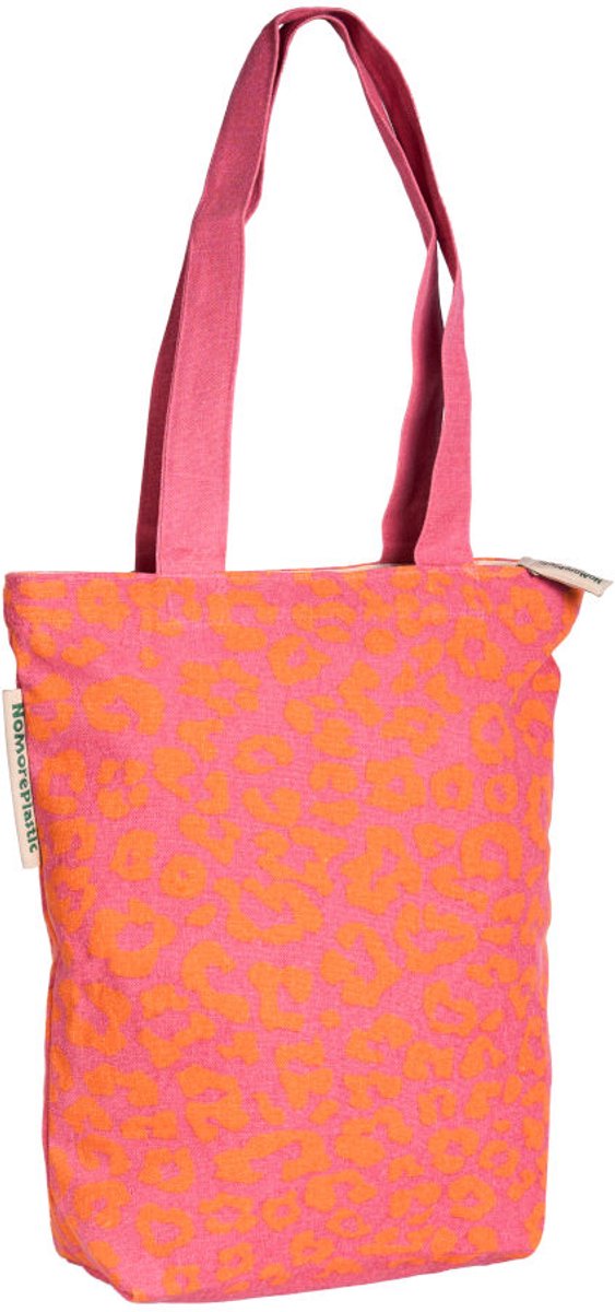 Duurzame Tote Bag Luipaard Magenta – Gerecycled Textiel met Rits, Binnenvak en Keyring - Collectie 2026