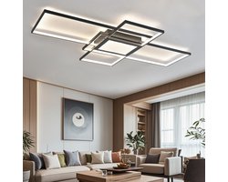 Grote Zwarte LED Plafondlamp Modern met Afstandsbediening voor Woonkamer en Slaapkamer (140CM)