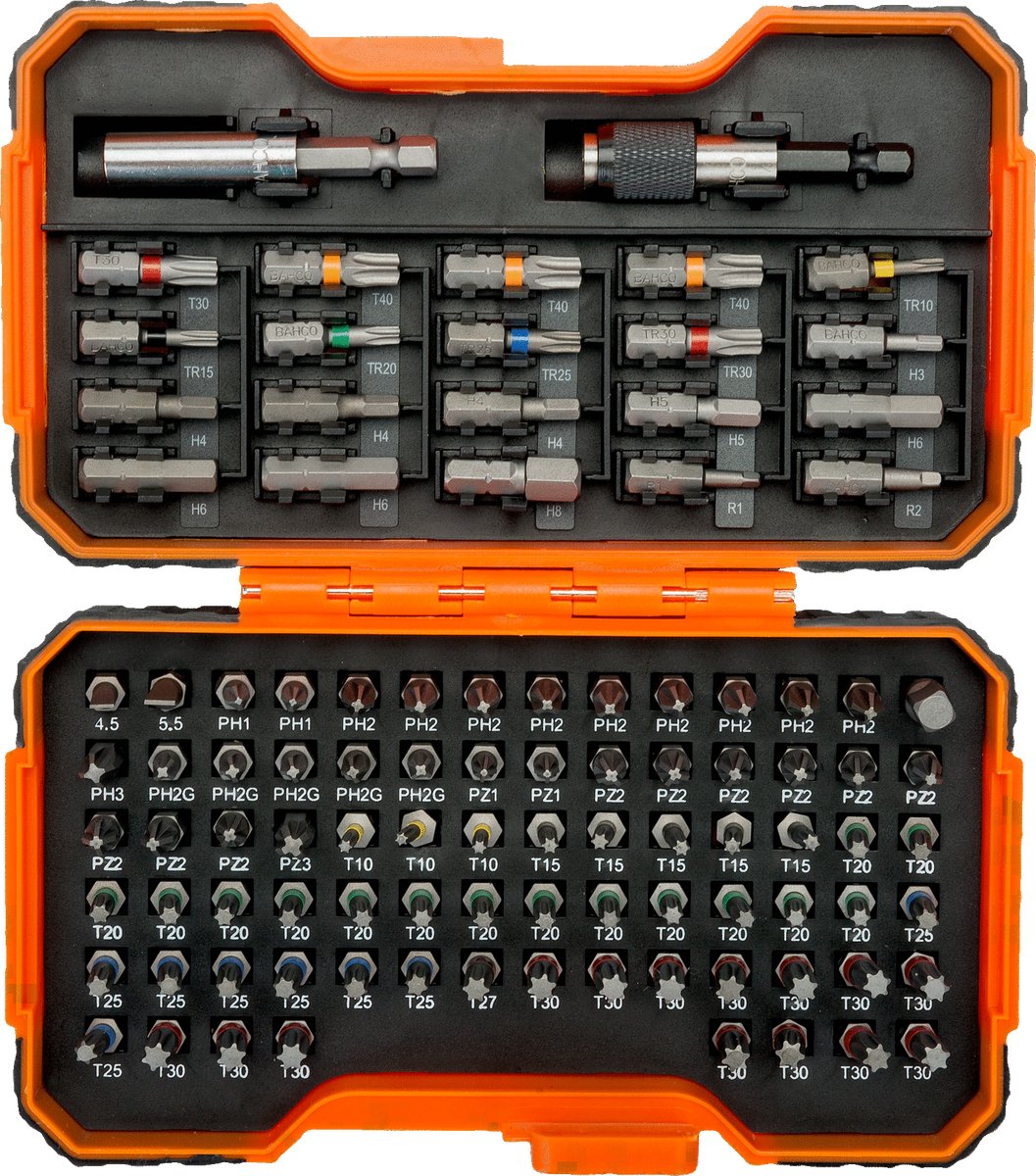 Bahco 59/S100BC-IP 100-Delige Bitset - Gleuf-, Phillips®, Pozidriv®, Hexagon, Robertson en Torx®