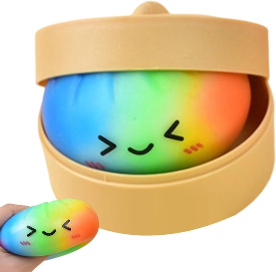 Jouet Squishy Dumpling Géant - Jouet Anti-Stress - Doux - Fidget Squishy - Non collant - Anxiété - Blague - Pour adultes et enfants - Jouet de décompression Fidget sensoriel - Couleurs Arc-en-ciel