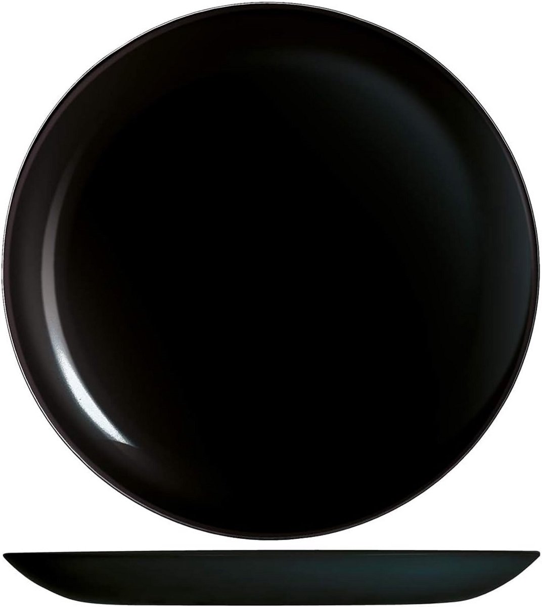 Set van 6 Zwarte Glazen Diner Borden - 27 cm