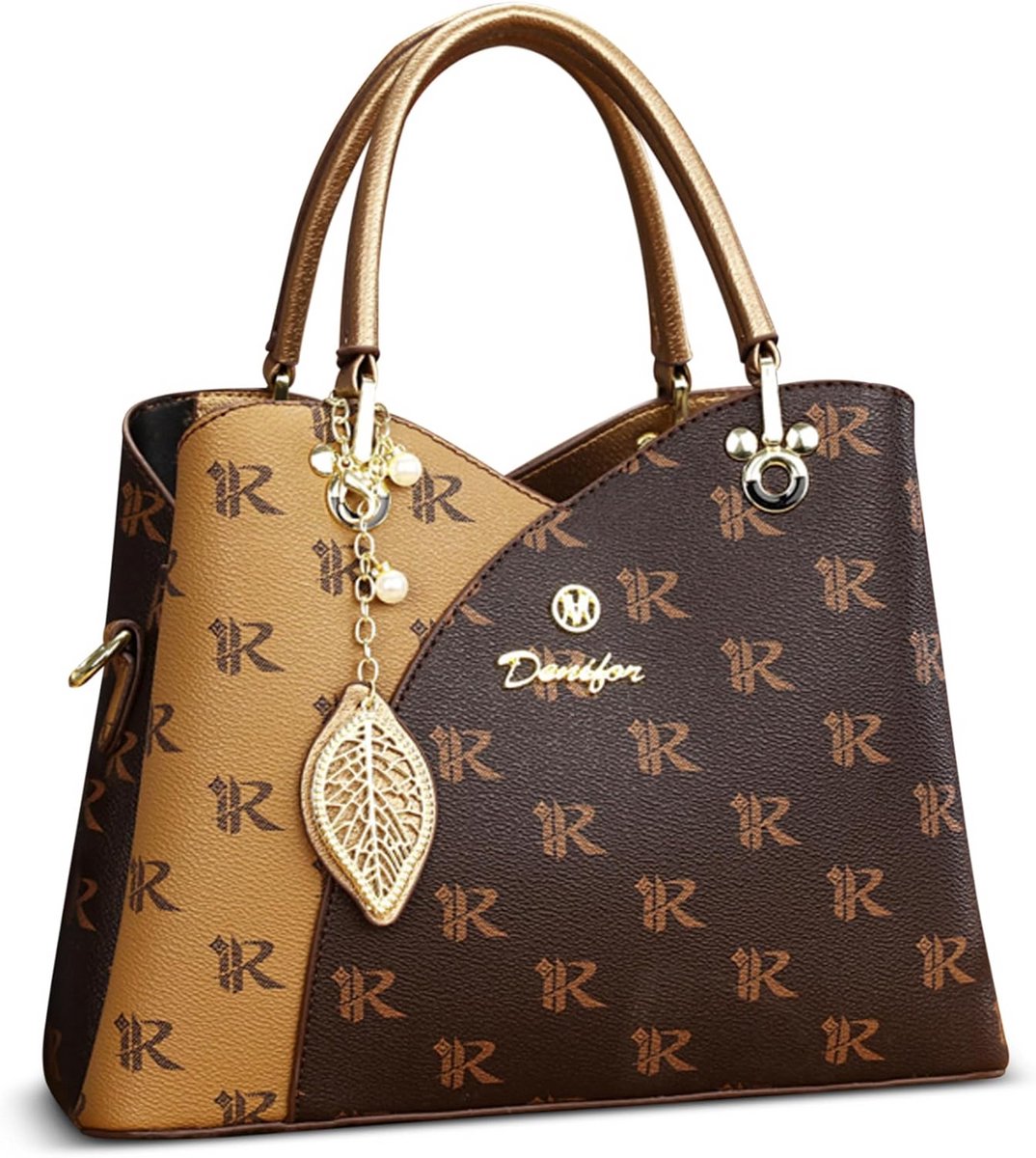 Elegante Dames Schoudertas met Print en Hanger voor Werk en Reizen