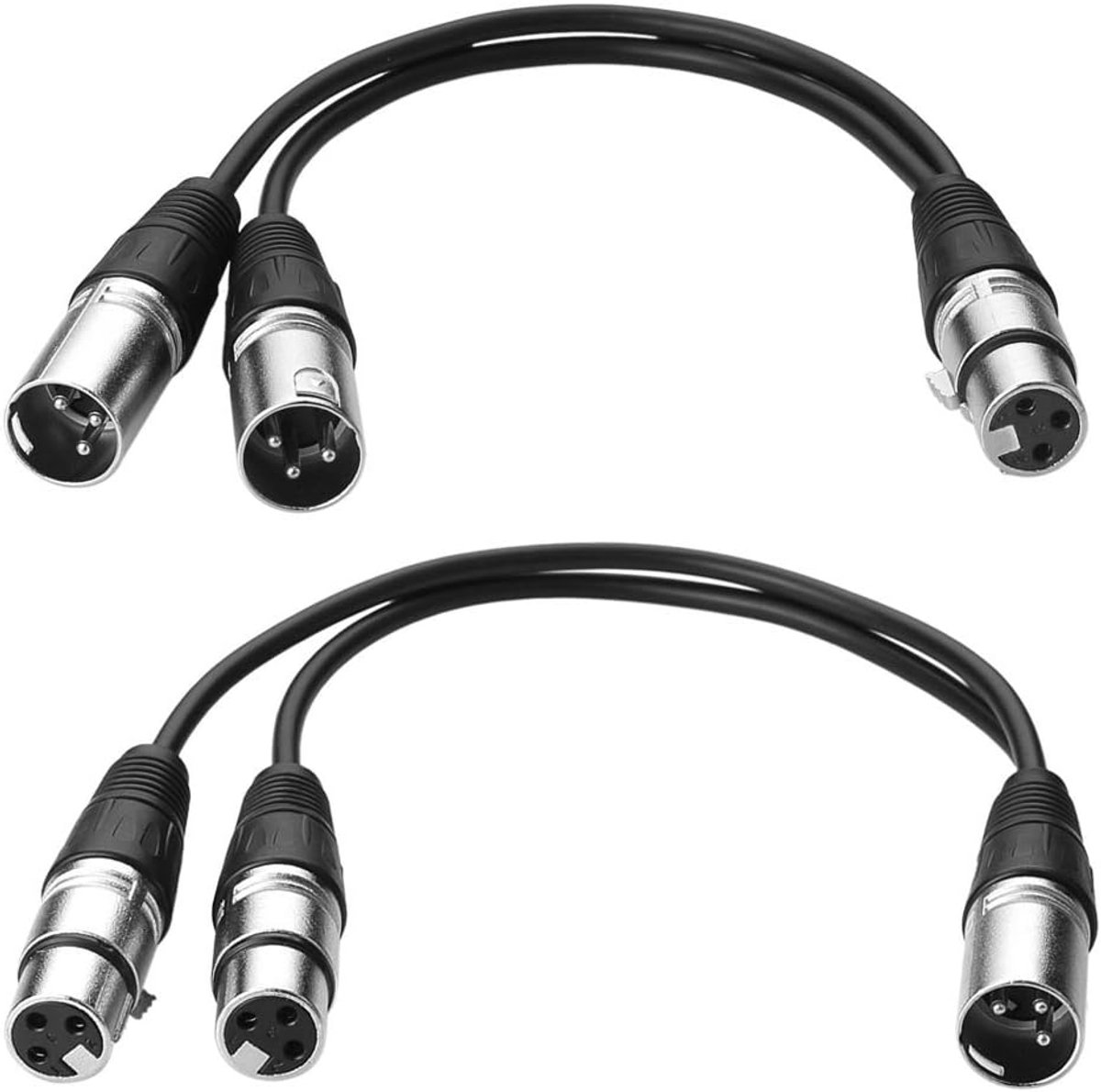 XLR Splitter Kabel 3-pins Y-Adapter Mannelijk naar Dual Vrouwelijk (2 stuks)