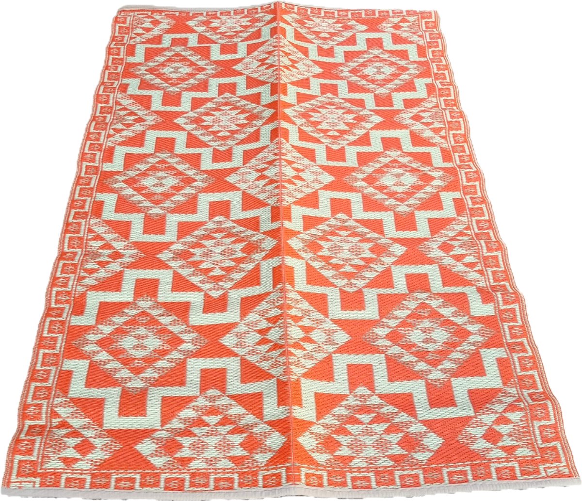 plastic vloerkleed-buitenkleed 120x180cm oranje aztec